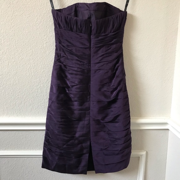 Bill Levkoff Plum Purple Ruched Instant Slimming Strapless Cocktail Dress Size 4 - Picture 6 of 16